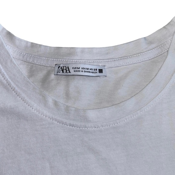 Zara Sleeveless T-Shirt Men’s White Ribbed Edges - Picture 2 of 3